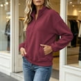thumbnail image 2 of Hurxie Womens Quarter Zip Pullover Casual Shirts Half Zip Sweatshirts Half Zip Pullover Women Fall Winter Athletic Clothes, 2 of 6