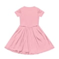 thumbnail image 4 of OIOLOYJM Girls Summer Short Sleeve Dress Cute Flowy Swing Hem Pocket A Line Dress Basic Lightweight Birthday Party Dresses Pink 7-8 Year, 4 of 4