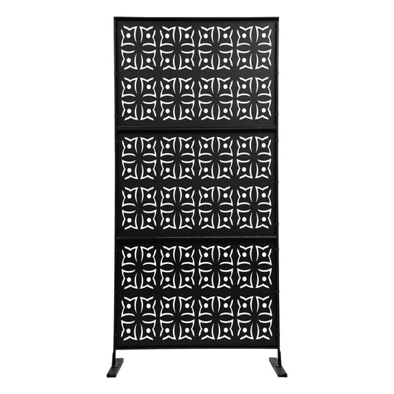 Modern 3-Panel Steel Privacy Screen - Black Freestanding Partition, 35x75in, for Home/Office/Conference Room Decor