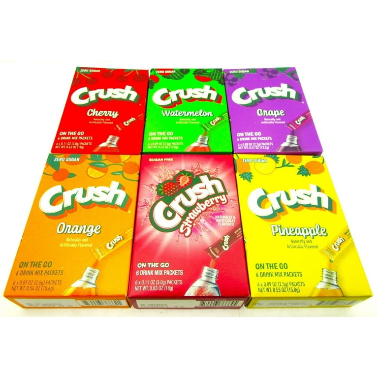 Orange Crush Six Flavor Drink Mix Packets, Watermelon, Strawberry