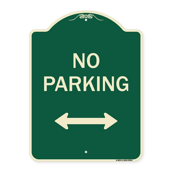SignMission A-DES-G-1824-9954 18 x 24 in. Green Designer Series Sign - No Parking with Bidirectional Arrow