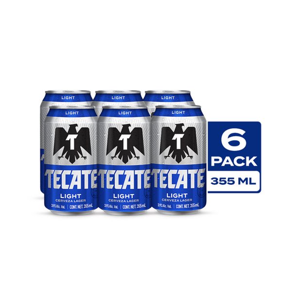 Cerveza clara Tecate light 6 latas de 355 ml c/u