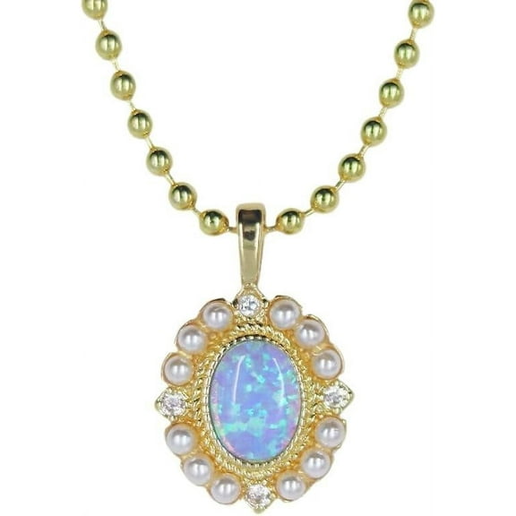 Opal 925 Sterling Silver Pearl Necklace,Blue Opal Birthstone Dainty Gold Filled Necklace For Women