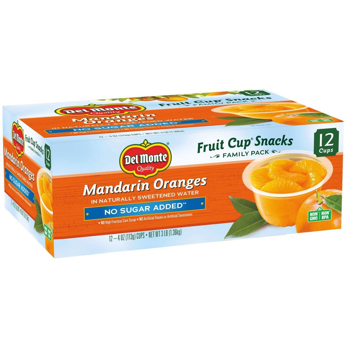 Del Monte Mandarin Oranges Fruit Cup Snacks - 12ct/48oz - Pack of 2