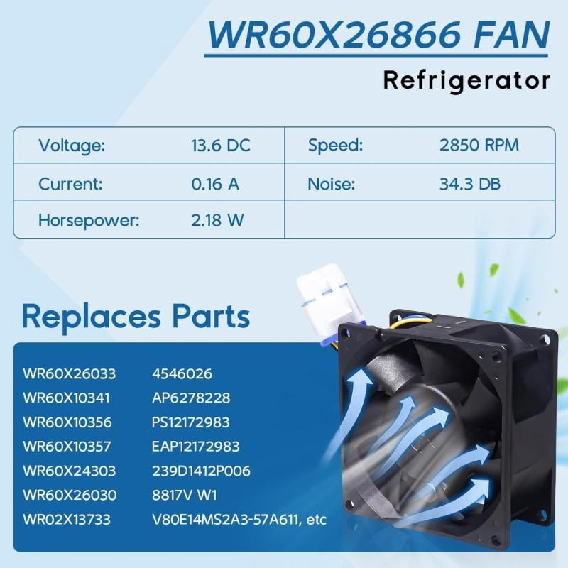 ANXPTIME Heavy Duty 13.6V 0.16A WR60X26866 Evaporator Fan Motor Replacement Part