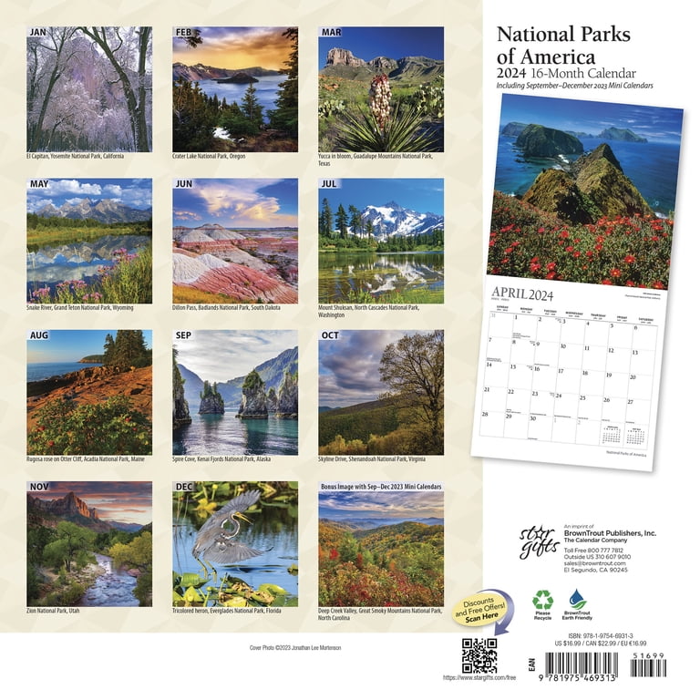 National Parks of America | 2024 12x24" (Hanging) Wall Calendar | StarGifts  - Walmart.com