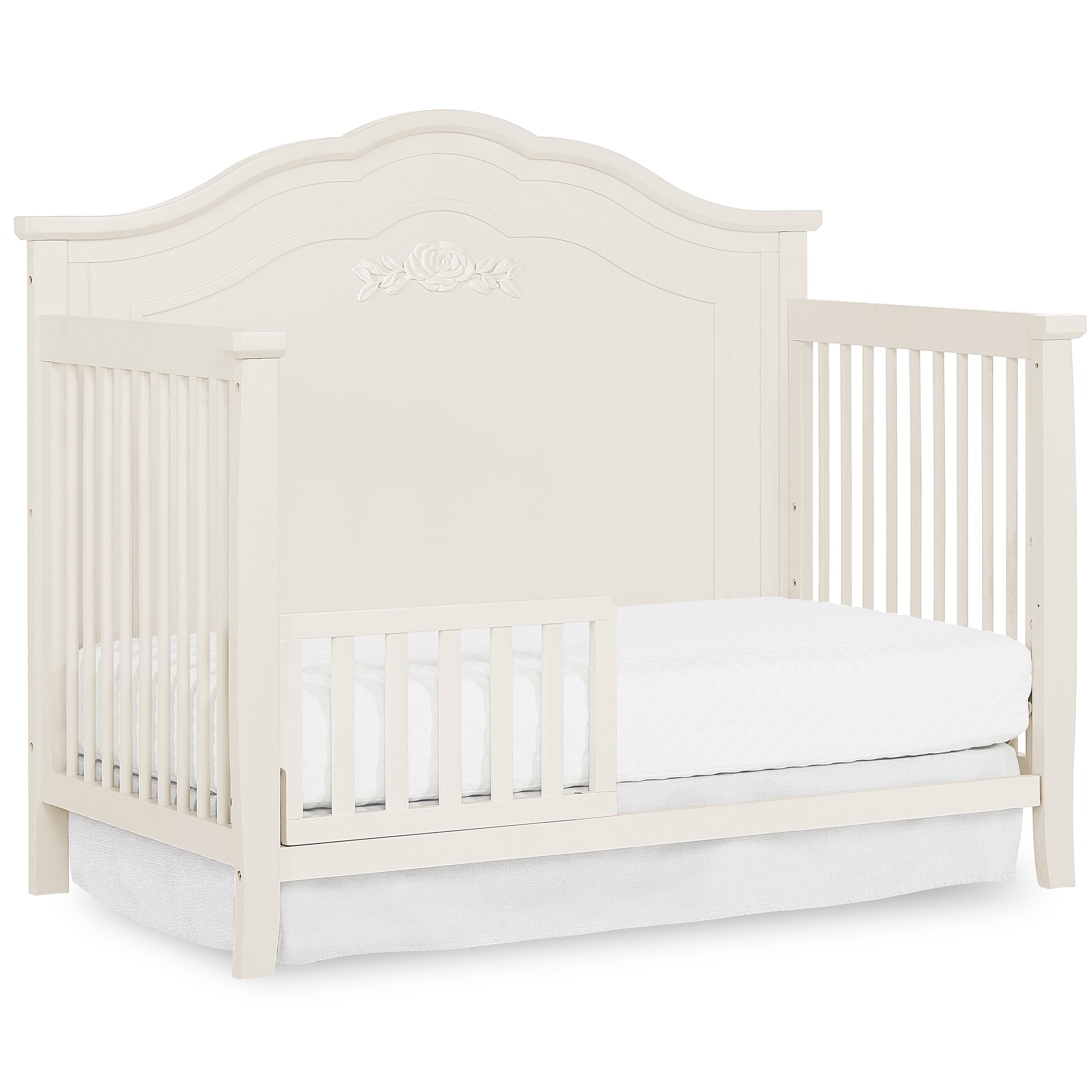 Dream On Me Tiana Convertible Crib Toddler Guard Rail, New Zealand Pinewood, Ivory Lace