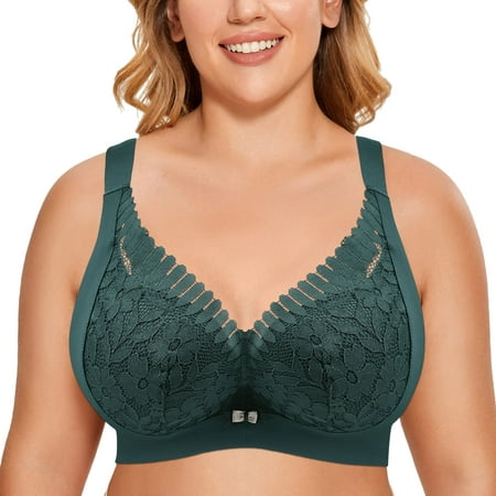 

CAICJ98 Bras For Women Women s Plus Size Minimizer Bra for L Bust Full Coverage Figure Non Padded Wirefree Green 44/100C
