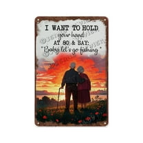 Old Couple Sunset Love Saying 8x12 Inch Metal Sign | Vintage Romantic Wall Art | Perfect Gift for Weddings, Anniversaries, or Valentine's Day
