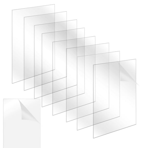 8 Pack 8 x 10 Inch Clear Acrylic Sheet, 1/8 Inch Thick Transparent Plastic Panels Acrylic Sheet for Display DIY Projects Picture Frame silver