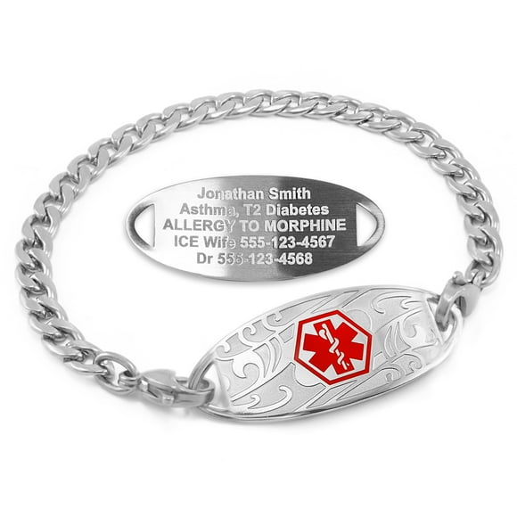 MedicEngraved Stainless Steel Custom Medical Alert Bracelet - 5mm Curb Link