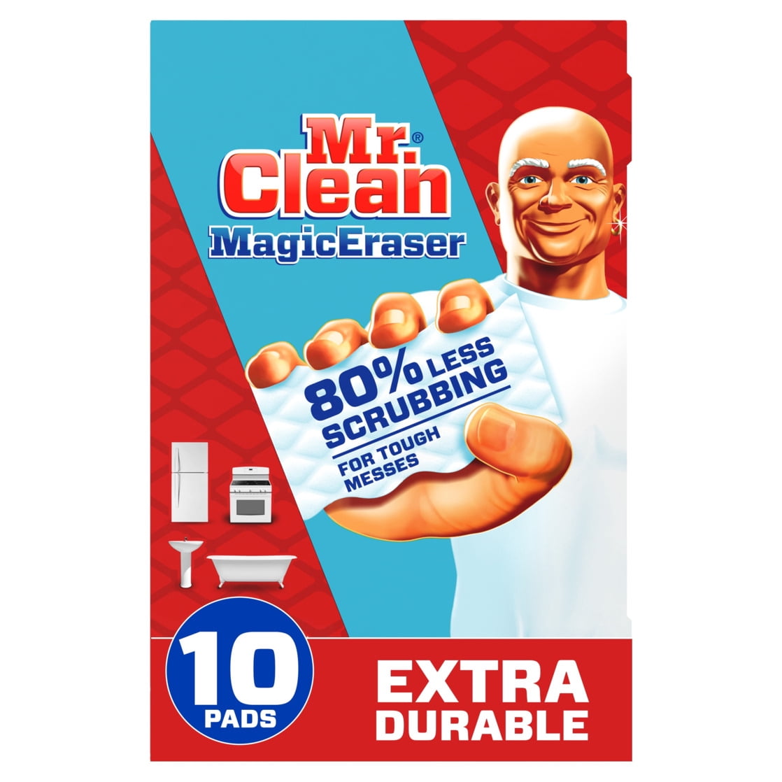 (2 pack) Mr. Clean Magic Eraser Extra Durable Multi-Purpose Foam Cleaning Pads with Durafoam, 10 Ct