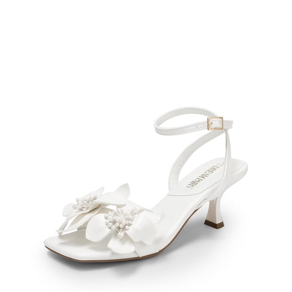 Tacones de boda con flores para mujer DREAM PAIRS, tacón bajo de 6.5 cm