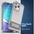 thumbnail image 4 of Encased Kickstand Case Designed for iPhone 14 Pro Max with Screen Protector - Crystal Clear Armor with Metal Stand / Ultra Protective MIL-SPEC Impact Guards (Retail Packaging), 4 of 11