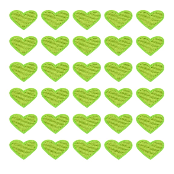 Uxcell 30 Pack Heart Iron on Patches, Embroidered Sew on Applique Patches, Light Green