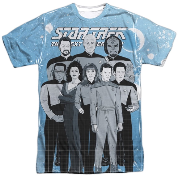 Star Trek Men's  Tng Comic Cast Sublimation T-shirt White