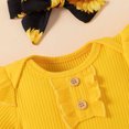 thumbnail image 5 of Penkiiy Toddler Baby Girls Badge Buttoned Top Sunflower Shorts Headdress Clothes Suit Tutu Dresses for Toddler Girls 18-24 Months Yellow On Sale, 5 of 9