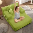 thumbnail image 4 of Oversized Chaise Lounge Chair Indoor, Holaki 2 in 1 Convertible Sofa Bed with 3 Pillows & Side Pocket, Corduroy Upholstered Sleeper Sofa Bed for Small Spaces Living Room Apartment, Light Green, 4 of 11