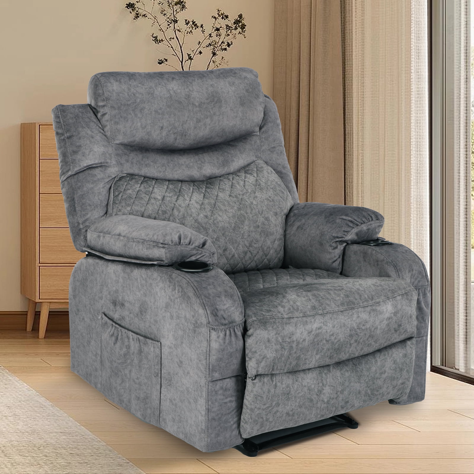 Comermax Massage Recliner Chairs with Heat Overstuffed Wall Hugger