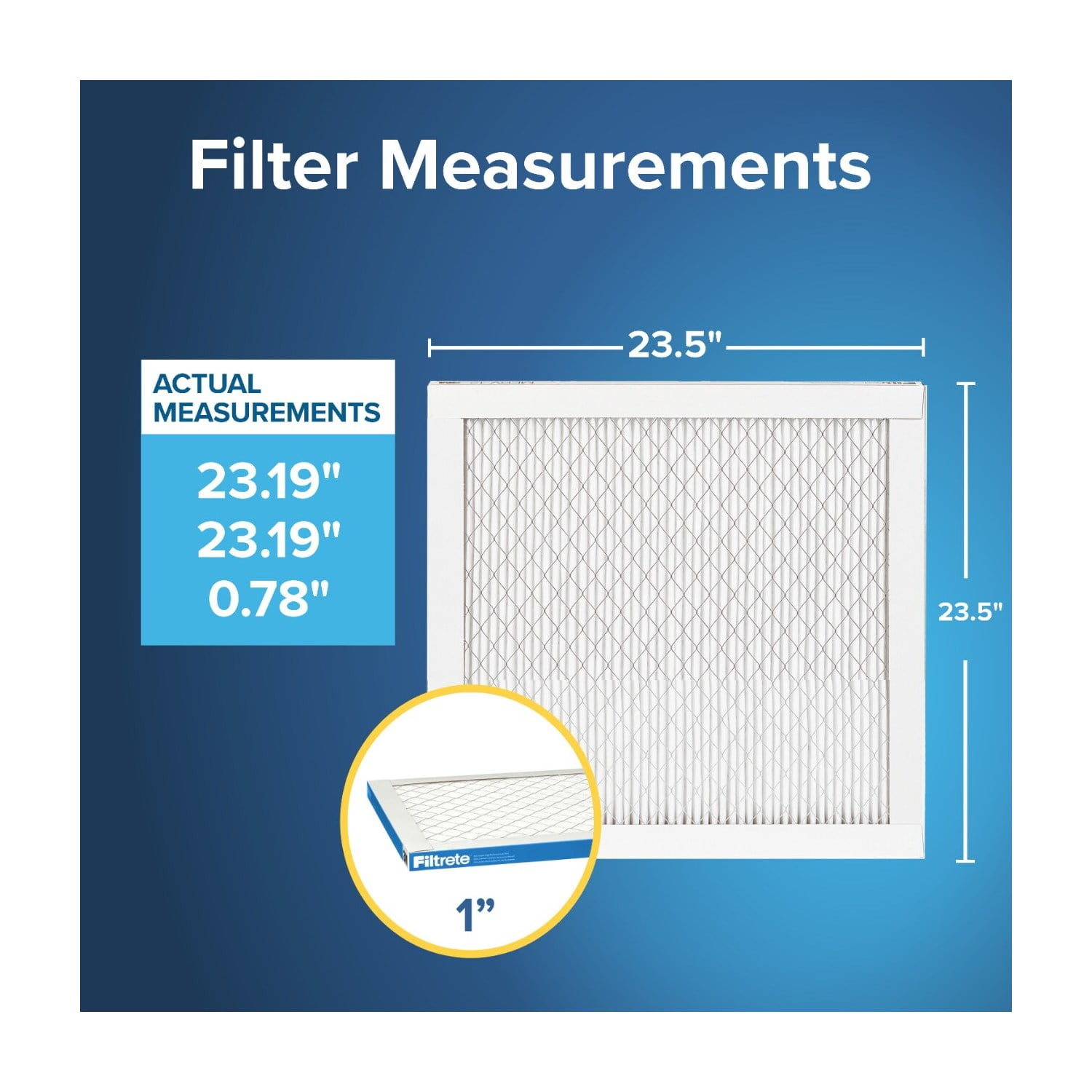 Filtrete 23.5x23.5x1 HVAC Furnace Air Filter, MPR 1900 MERV 13, Premium Allergen, Bacteria and Virus, 6 Pack