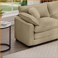 thumbnail image 4 of Classic Modern 3-Seater + 2 Single Tan Corduroy Sofa Set - Soft Memory Foam Cushions for Living Room, Home Theater | Corduroy | Cushion Back | Square Arms, 4 of 19
