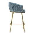 thumbnail image 6 of Peispie 26" Counter Height Bar Stools Set of 2, Modern Velvet Barstools with Mid Back and Gold Metal Legs, Padded Kitchen Island Chairs with Hand-Wave Design for Home Bar, Blue, 6 of 6