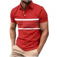 thumbnail image 2 of QUINDOS Shirts for Men Polo Casual Short Sleeve Collared Shirts Loose Striped Work Tennis T-shirts, 2 of 6