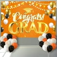 thumbnail image 2 of Extra Large Graduation Banner Decorations 72" x 48" Backdrop with 24Pcs Balloons Congrats Grad 2024 Photography Background for Indoor Outdoor College,Garden,Yard,Party Supplies (Orange), 2 of 7