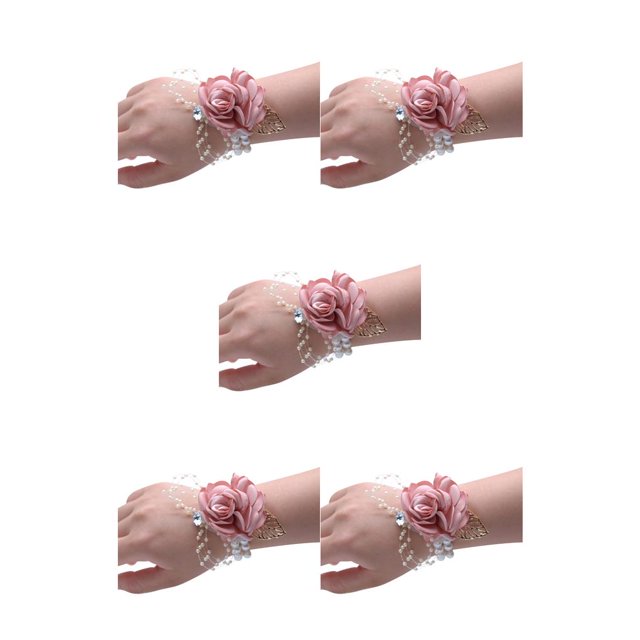 Inteprter Wrist Flower Portable Corsages Bracelets Artificial Hand Layout Marriage Props Flowers for Brides Girls Sisters Group Bridesmaid No.1 5piezas