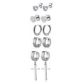 thumbnail image 6 of 15 Pairs Black Cross Dangle Earrings for Men Women Stainless Steel Different Shape Fashion Earrings Set, 6 of 8