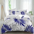 thumbnail image 2 of Blue Leaves Bedding 3 Piece Duvet Cover Set Queen Size, Abstract Modern Geometric Lines Simple Art Soft Microfiber Comforter Cover with Zipper Closure & Pillowcases, FadeResistant Quilt Cover, 2 of 9