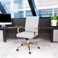 thumbnail image 2 of LeisureMod Benmar Home Leather Office Chair with Gold Frame, Modern Executive Desk Chair for Office and Home - White, 2 of 9