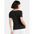 thumbnail image 3 of Time and Tru Women's Square Neck Pucker Tee with Short Sleeves, Sizes XS-XXXL, 3 of 5
