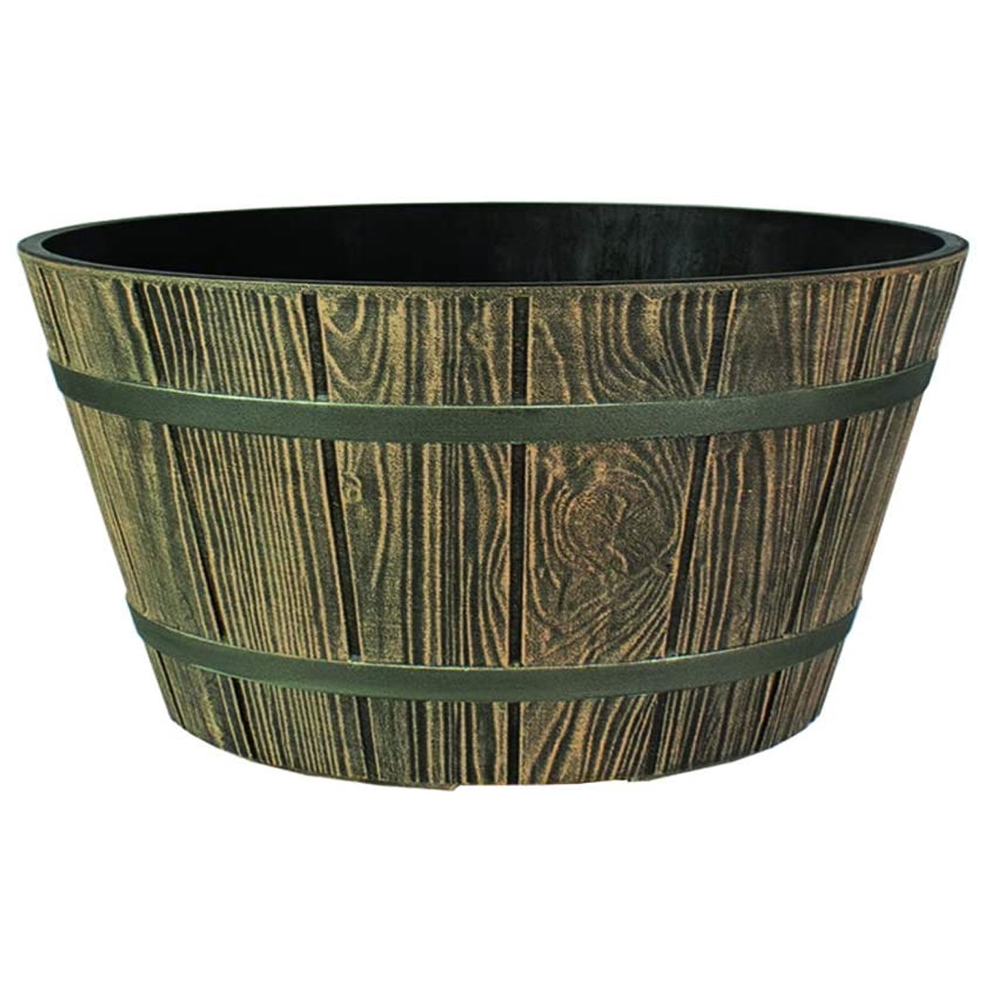 HC Companies 16 Inch Aged Wooden Oak Round Whiskey Barrel Planter (4 Pack)