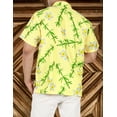 thumbnail image 4 of LA LEELA Men's Hawaiian Shirts Short Sleeve Button Down Shirt Men's Hawaii Shirts Boho Vacation Casual Summer Beach Shirts for Men Funny XXL Floral, Yellow, 4 of 7