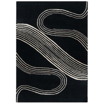 Teppich Homes Handmade 6x10 Tufted Wool Area Rug - Soft Black Carpet for Living Room and Kids' Rooms - Elegant Floor Décor