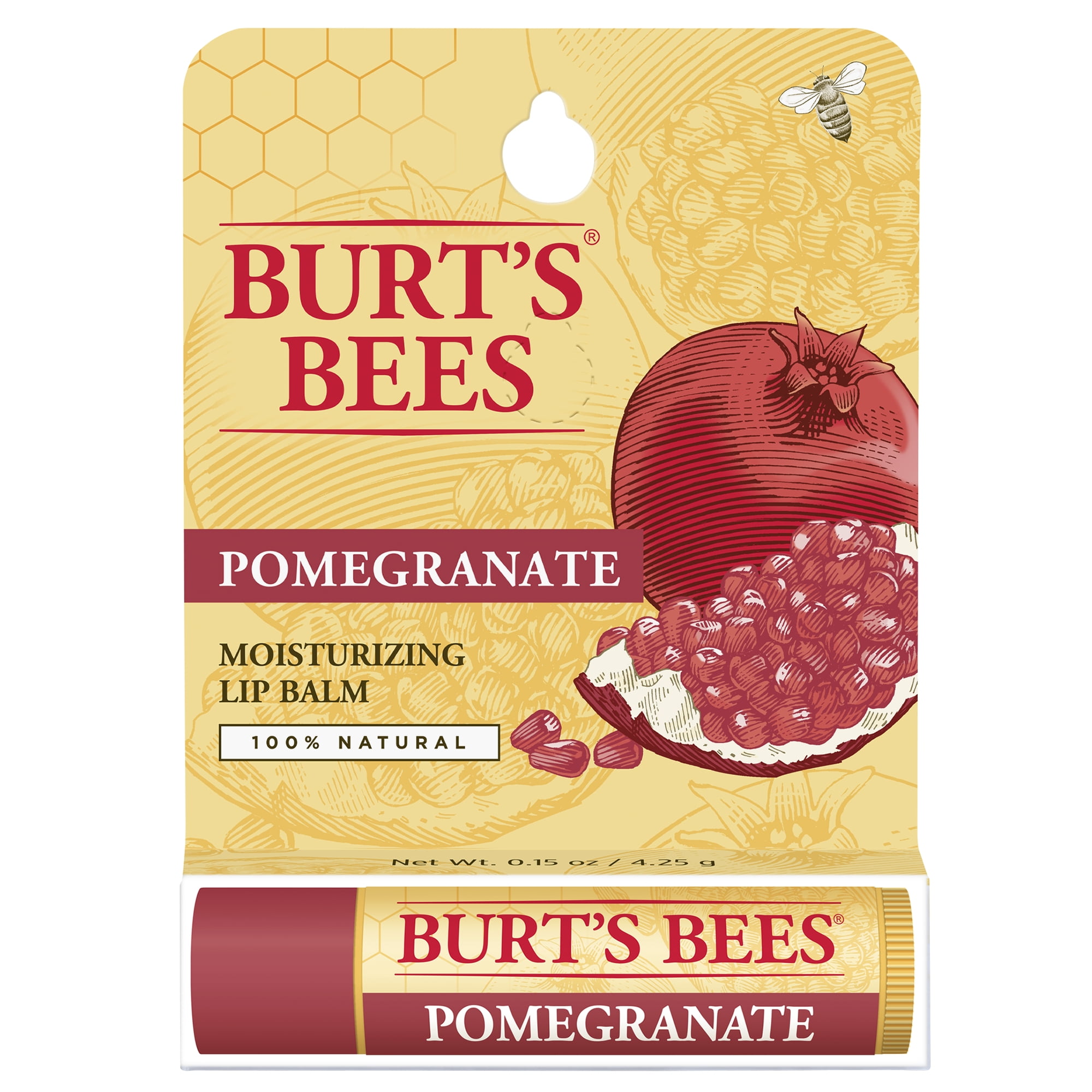 Burt's Bees 100 Natural Moisturizing Lip Balm, Pomegranate with