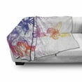 thumbnail image 3 of Watercolor Soft Flannel Fleece Throw Blanket, Composition with Flying Butterflies Flourishing Flowers, Cozy Plush for Indoor and Outdoor Use, 50" x 70", Violet Blue Orange Pink, by Ambesonne, 3 of 6