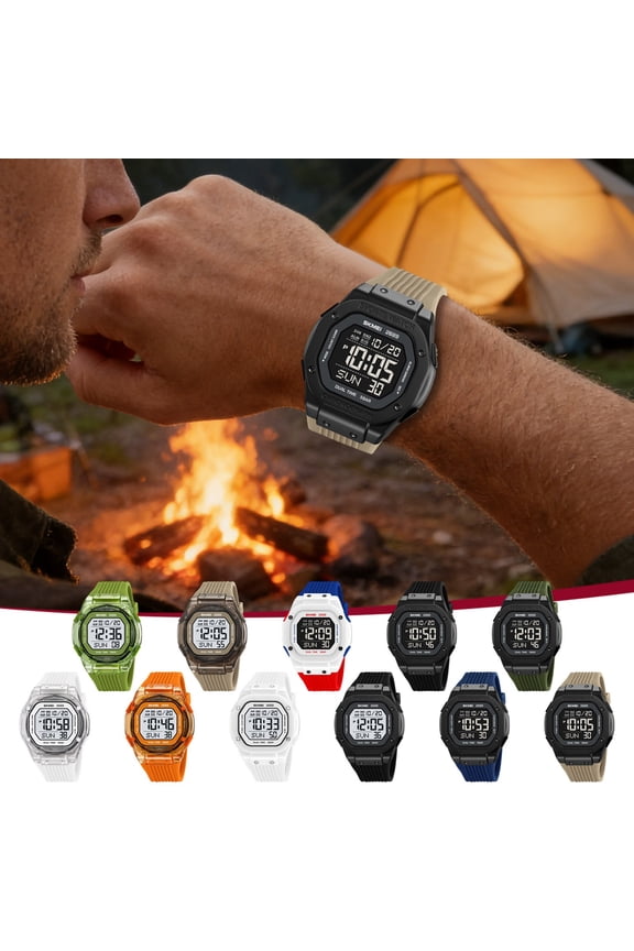 Men's Watch Small Gift Ideas Digital Multifunctional Waterproof Watch Practical Electronic Wristwatch for Daily Casual Wear