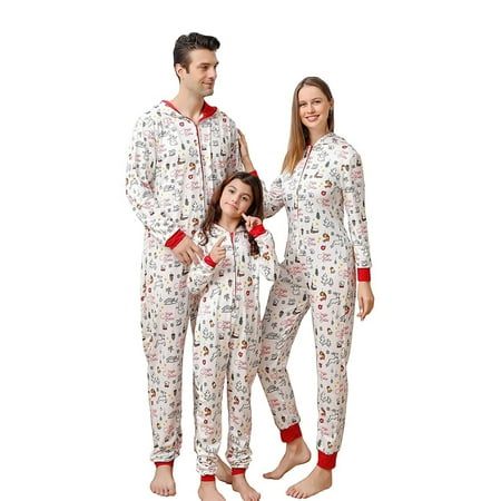 

Ma&Baby Matching Pajamas Set for Family Christmas Sleepwear Zipper Jumpsuit