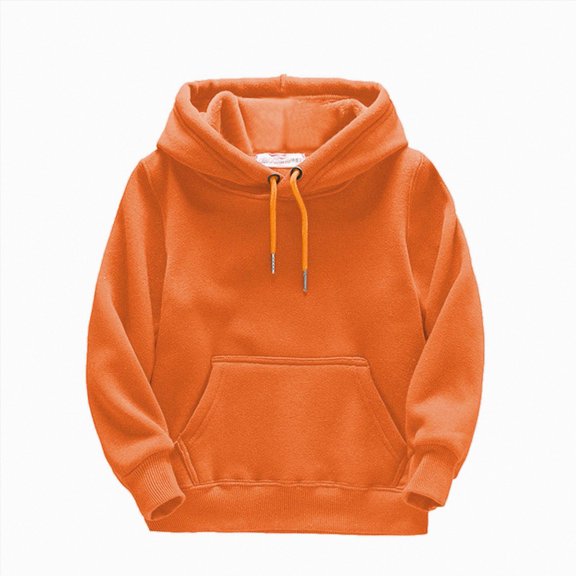 felwors Kids' Soft Brushed Fleece Casual Basic Pullover Hooded Sweatshirt Hoodie for Boys or Girls (Orange,6-8 Years)