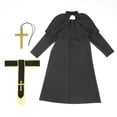 thumbnail image 3 of Kids Priest Robe 3 Piece Preacher Cassocks for Boys Girls Praise Worship Outfit Solid Long Sleeve Crew Neck Full Length Black 10 Years-12 Years, 3 of 6