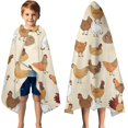 thumbnail image 3 of Beige Chicken Cartoon Pattern Hooded Bath Towel，50"x30" for Ages 3 To 12 Kids, Quick Dry Lightweight Soft Microfiber Hood Beach Towel Cover Up for Kids, 3 of 7