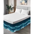 thumbnail image 4 of Turquoise Blue Bed Skirt California King Size 18" Drop Water Ripple Abstract Gradient Waves Modern Ruffled Wrap Around Bed Skirts Adjustable Elastic Bedskirt Dust Ruffle for California King Size Bed, 4 of 7