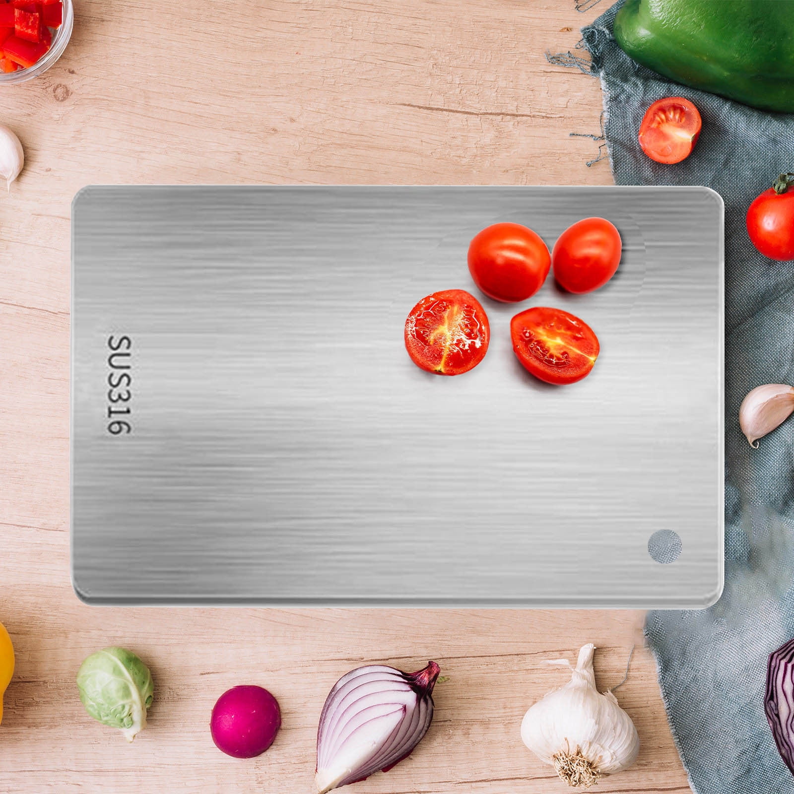 Coollooc Titanium Cutting Boards, Taima邃｢ 100% Pure Titanium Cutting Boards for Kitchen, Double-Sided Food Grade Cutting Board, Chopping Boards Cutting Mat for Meat Fruit & vegetable (15.3 x 11 Inch)