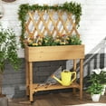 thumbnail image 5 of Costway Wood Raised Garden Bed with Trellis Storage Shelf Wheels Liner Drainage Holes, 5 of 10