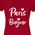 thumbnail image 4 of Inktastic Paris Bonjour with Hearts in White Text Women's V-Neck T-Shirt, 4 of 5