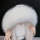 thumbnail image 4 of Chaqueta de plumón con cuello de piel sintética de zorro y piel sintética de mapache, sombrero, tira de piel sintética, abrigo de piel sintética, cuello de piel para mujer, invierno, 4 of 6