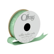 Offray Ribbon, Aqua Blue 7/8 inch Wired Edge Metallic Ribbon for Wedding, Crafts, and Gifting, 9 feet, 1 Each