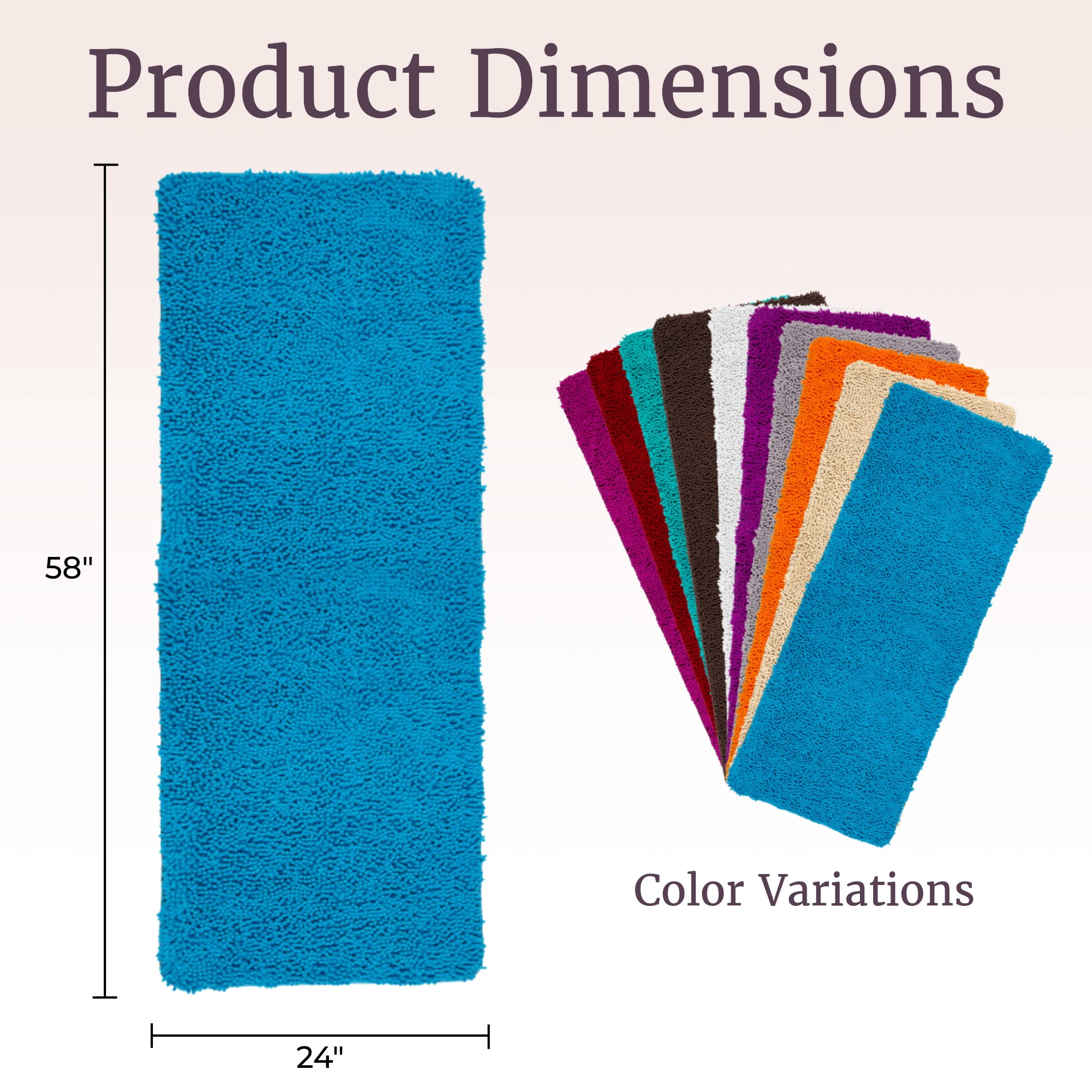 Lavish Home Memory Foam Shag Bath Mat (24x58), Blue